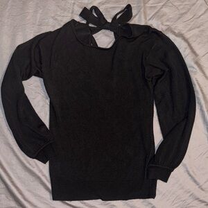 New York & Company Black Sweater with Bow tie back